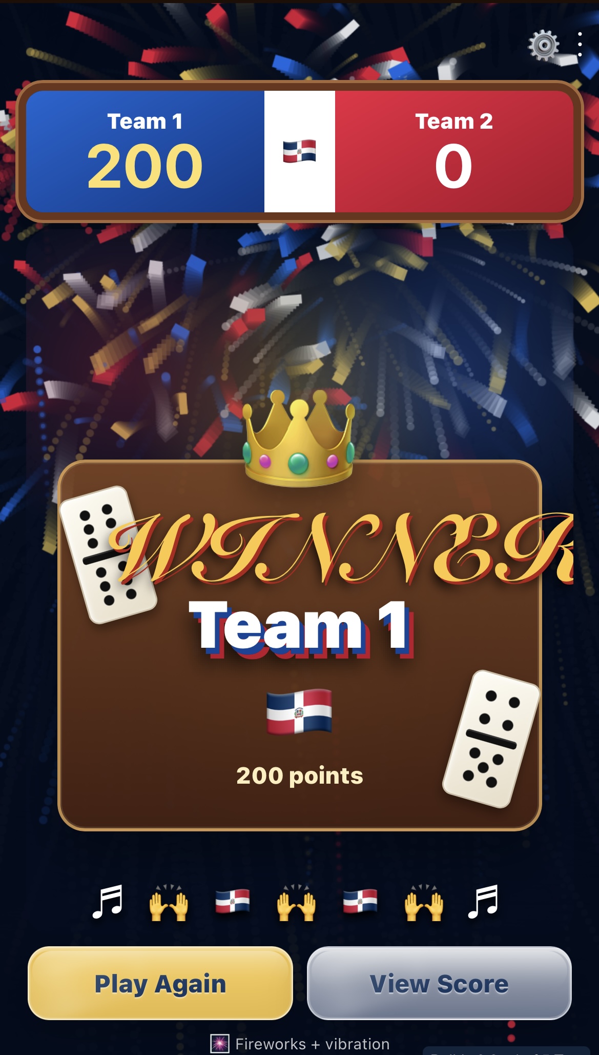 La Ficha winner screen